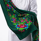 Хустка з віскози з квітковим принтом 100х100см Зелена, фото 3