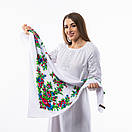 Хустка з віскози з квітковим принтом 100х100см Біла, фото 3