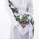 Хустка з віскози з квітковим принтом 100х100см Біла, фото 2