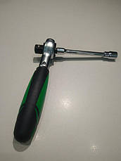 Тріскачка двостороння 1/2" з шарніром (360°) 72 з. укорочена 1/4"х1/2" TOPTUL CJMM1616, фото 5