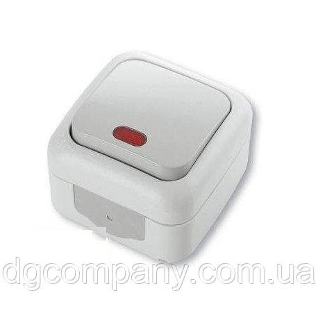 Вимикач вологозахищений із підсвіткою Viko Palmiye сірий,90555519, фото 1