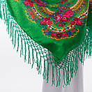 Українська хустка з люрексом 110х110см Зелена, фото 4