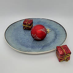 Синя керамічна тарілка кругла професійна посуд для кафе ресторанів та будинку 20.5х2.5 см JM 1004B