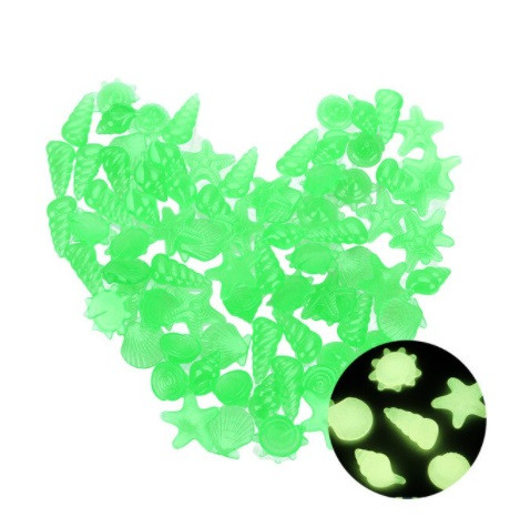 Люмінесцентні зелені камені в акваріум разнофигурные - у наборі 10шт., розмір одного каменю 2-3см