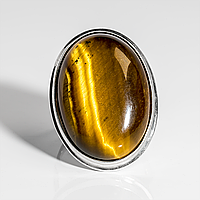 Серебряное кольцо с тигровым глазом, 18*25 мм., 1606КТ