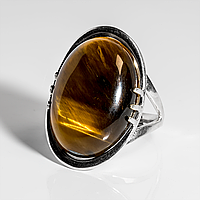 Серебряное кольцо с тигровым глазом, 18*25 мм., 1607КТ