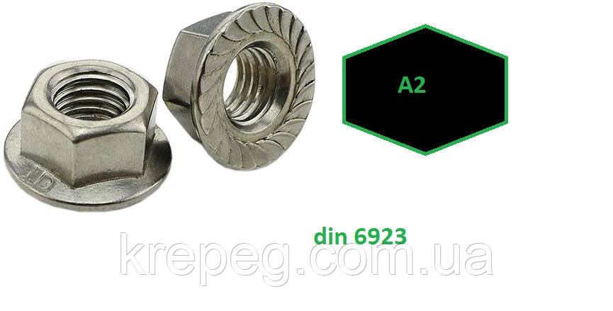 Гайка М6 с прессшайбой DIN 6923 нержавеющая: продажа, цена в Харькове ...