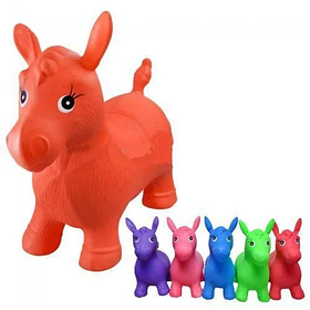 Надувний гумовий ослик стрибунець MS 0737, 6 кольорів, в кульку