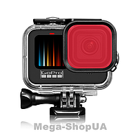 Захисний корпус чохол аквабокс для екшн камери GoPro Hero 9 Black водонепроникний + червоний фільтр FR54-R