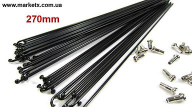 270мм 14G 2 мм спиця велосипедна сталева високої міцності в комплекті з ніпелем, фото 3