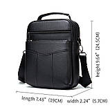 Чоловіча сумка через плече Натуральна шкіра Барсетка Чоловіча шкіряна сумка для документів планшет Коричнева, фото 4