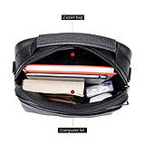 Чоловіча сумка через плече Натуральна шкіра Барсетка Чоловіча шкіряна сумка для документів планшет Коричнева, фото 8