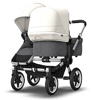 Коляска для двійнят 2в1 Bugaboo Donkey 3 Fresh White, Grey Melange, ALU