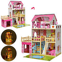 Дерев'яний будиночок з меблями для ляльок зі світлом (аналог KidKraft) арт. 2672