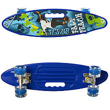 Скейт (пенні борд) Penny board (світяться колеса) СИНІЙ арт. 0461-2