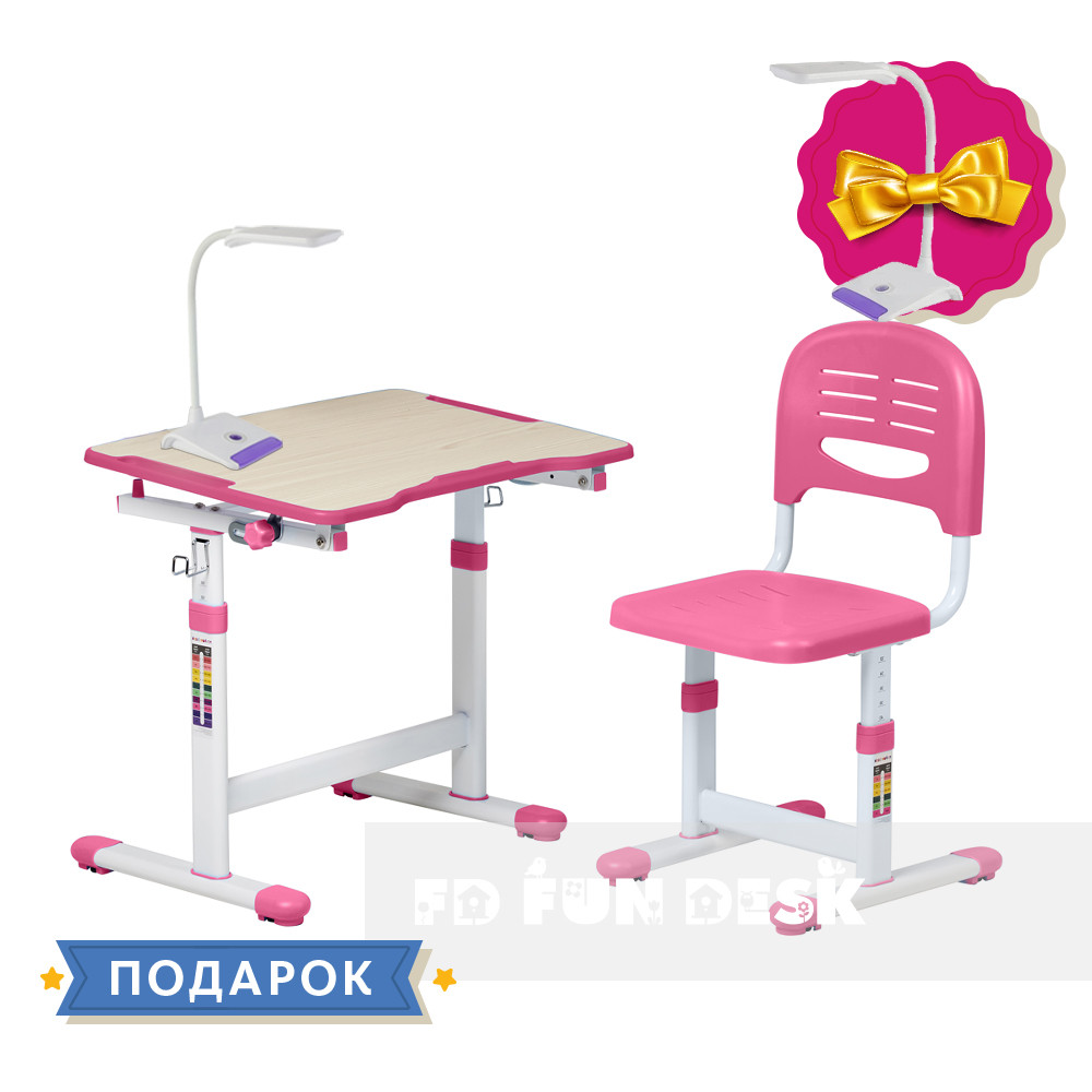Парта, що росте, для дівчинки FunDesk Piccolino II Pink