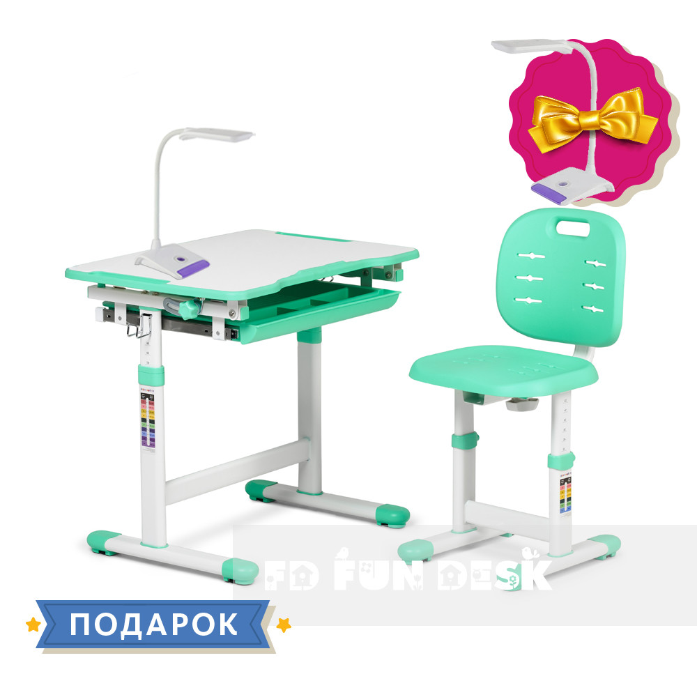 Комплект парта + стілець трансформери Piccolino III Green FunDesk