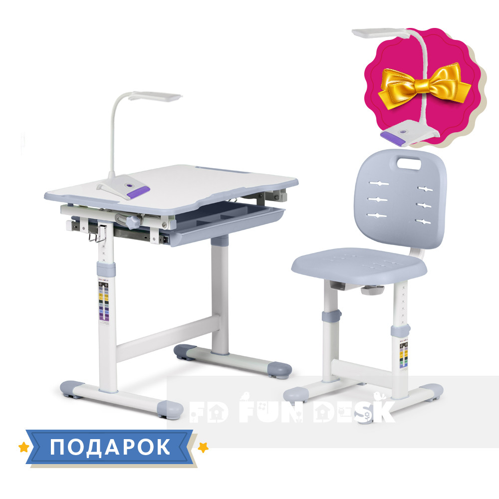 Комплект парта + стілець трансформери Piccolino III Grey-w FunDesk