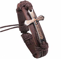 Шкіряний чоловічий браслет з якорем