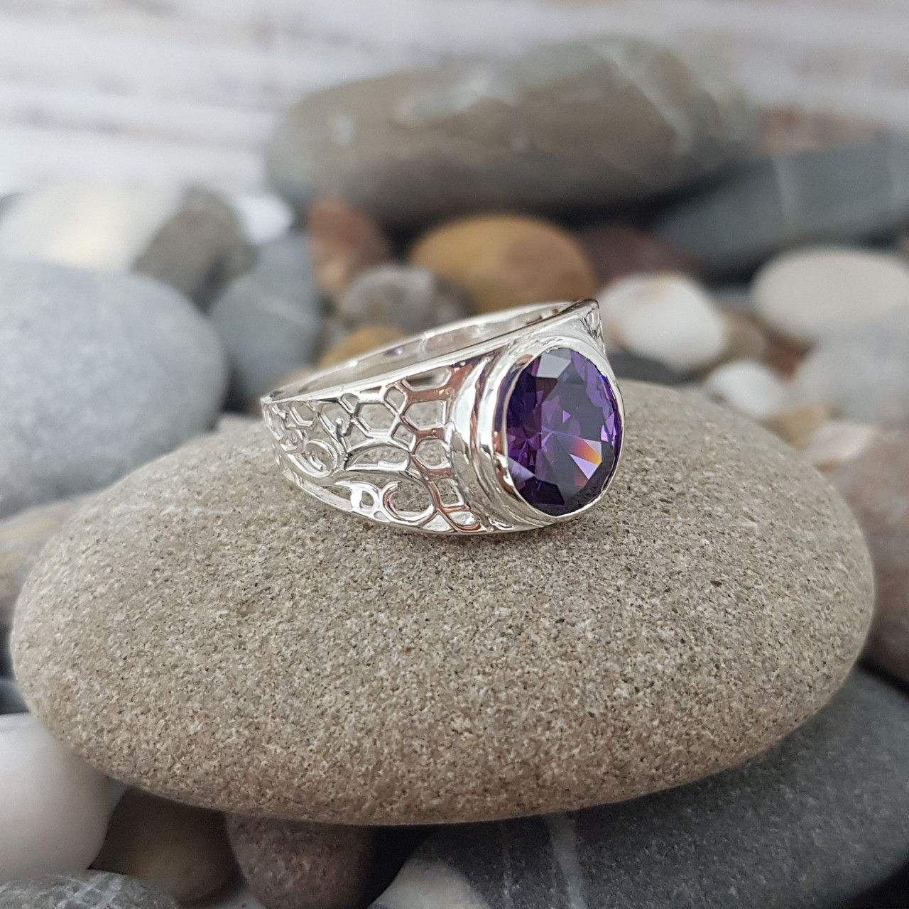 Прорізний персень із каменем, Кільце-пензель печатка, срібло 925, золото 585/750