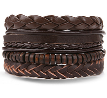 Шкіряний чоловічий браслет з якорем