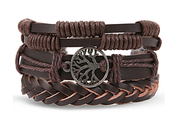 Шкіряний чоловічий браслет з якорем