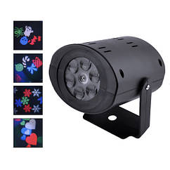Лазерный проектор ST 7006 / W665 12LED елочки снежинки, праздничное освещение, диско проектор