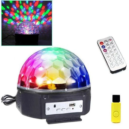 Диско-куля лазерний Music Ball з пультом mp3 Bluetooth флешкою, світломузика, фото 2