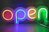 Неонова Led вивіска OPEN (відкрито) з кольоровими буквами 40х13 см зі зміною яскравості, фото 9