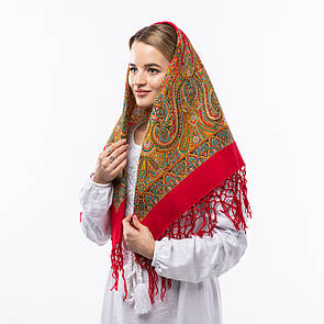 Українська хустка з тороками 90х90см Червона