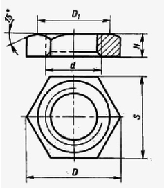 Чертеж контргайки трубной ГОСТ 8968-75