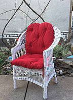 Кресло "Обычное", белое с красной подушкой