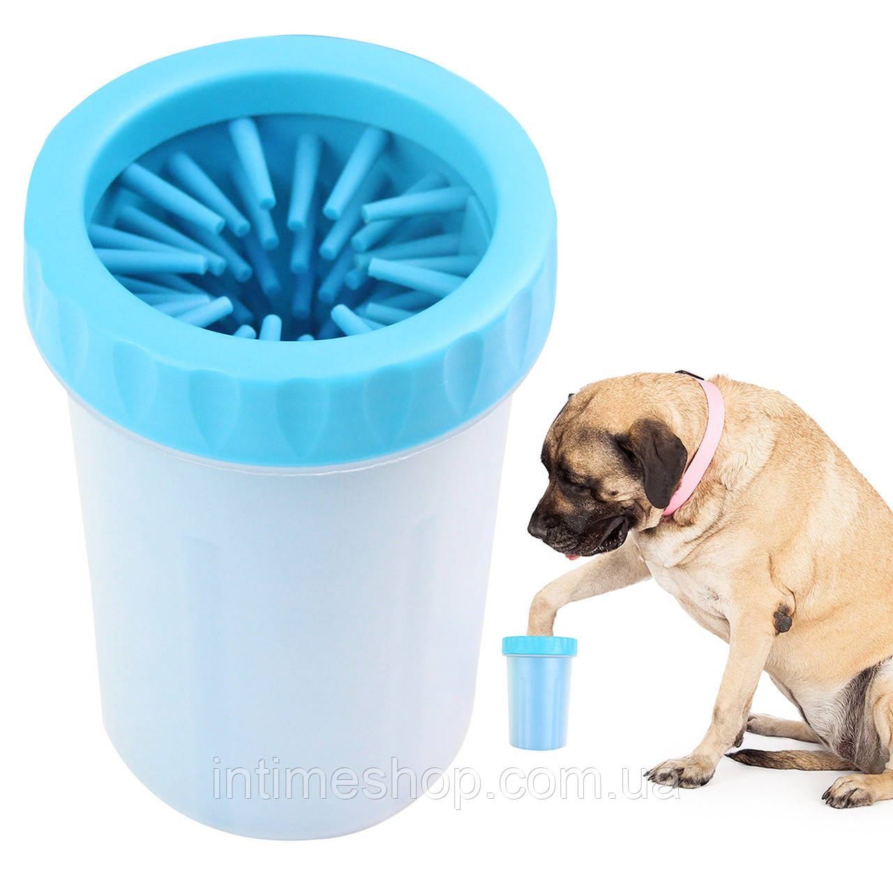 Лапомойка Soft Gentle Silicone Bristles голубая (0490), стакан для мытья лап собак | лапомойка для собак (TI) - фото 2 - id-p1317899234