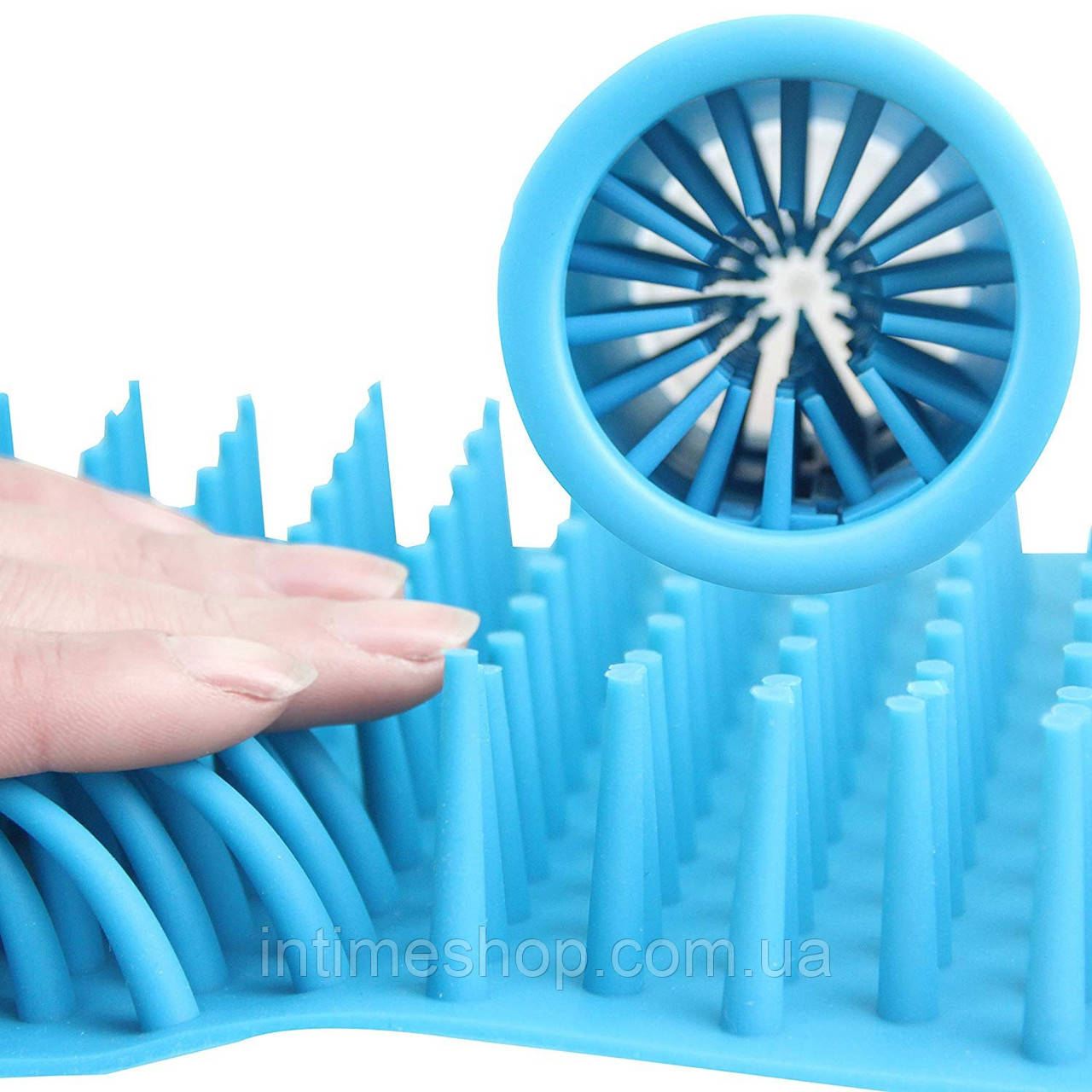 Лапомойка Soft Gentle Silicone Bristles голубая (0490), стакан для мытья лап собак | лапомойка для собак (TI) - фото 5 - id-p1317899234