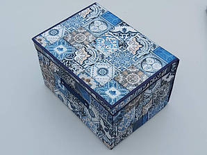 Коробка для зберігання 40 30 25 см синього кольору з візерунками