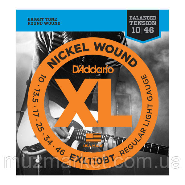Струни для електрогітар D`ADDARIO EXL110BT (10-46)