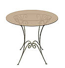 Кований стіл круглий "Фіона" зі стільницею зі скла. Столик обідній з металу лофт