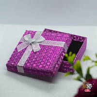 Подарункова коробочка картонна "Рожевий глітер". Розмір 9*9*3 см