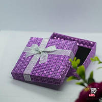 Подарункова коробочка картонна "Фіолетовий глітер". Розмір 9*9*3 см