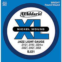 Струни для електрогітар D`ADDARIO EJ21 XL JAZZ LIGHT 12-52