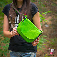 Жіноча шкіряна сумка зелена Аделі