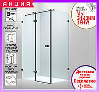 Прямоугольная душевая кабинка 120x90 см Volle De la Noche 10-40-195L-black с Nano покрытием левая