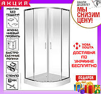 Полукруглая душевая кабинка 90x90 см Eger Tokai 599-07 на мелком поддоне