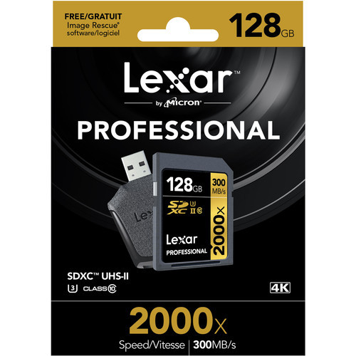 Карта памяти Lexar 128GB Professional 2000x UHS-II SDHC с кардридером U3, Class 10 - фото 2 - id-p187596608