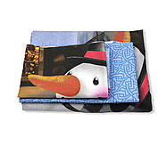 Постільна білизна Королева Ночі (Ранфорс) | Полуторний комплект | 50х70 | Сніговик в капелюсі на блакитному, фото 2