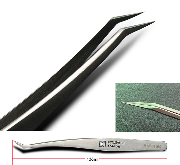 Пінцет вигнутий для ремонту телефонів Amaoe 13B (126 мм)