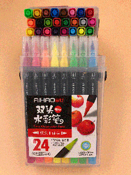 Набор двухсторонних скетч маркеров на водной основе "Aihao" AH-PM508-36, 36 штук в пластиковом пенале