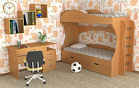 Дитячі меблі для двох дітей Компаніт №5 спальня модульна дсп вільха