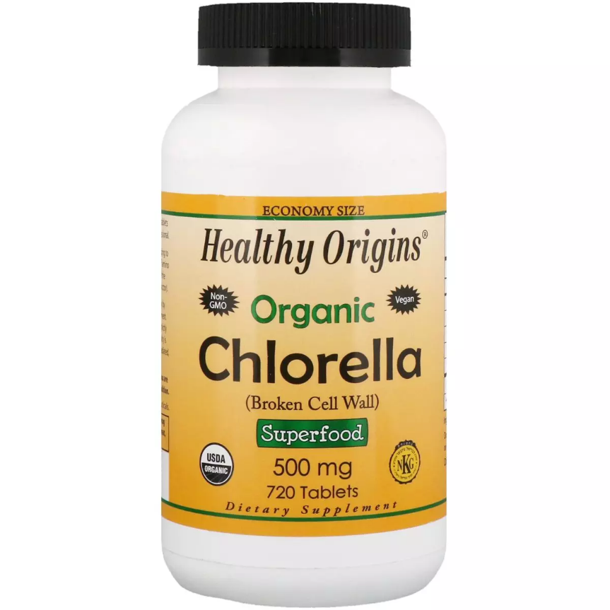 Органічна Хлорела, Chlorella, Healthy Origins, 500мг, 720 таблеток