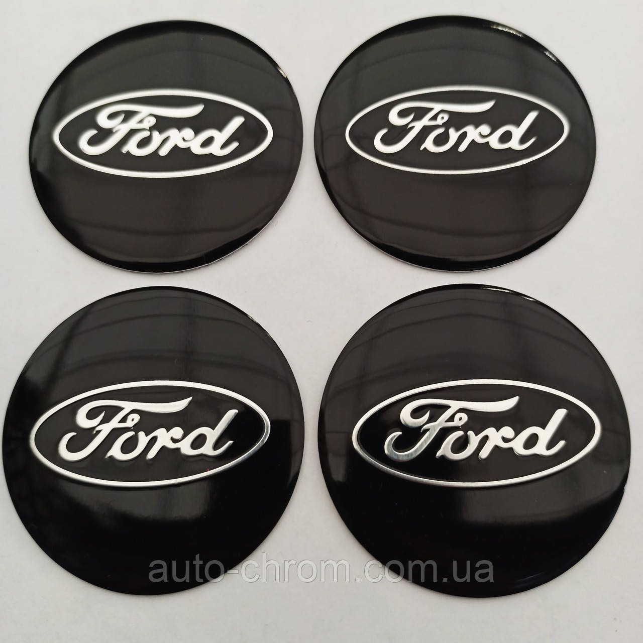 Наклейка опукла на ковпачок диска Ford чорна 56 мм, фото 1